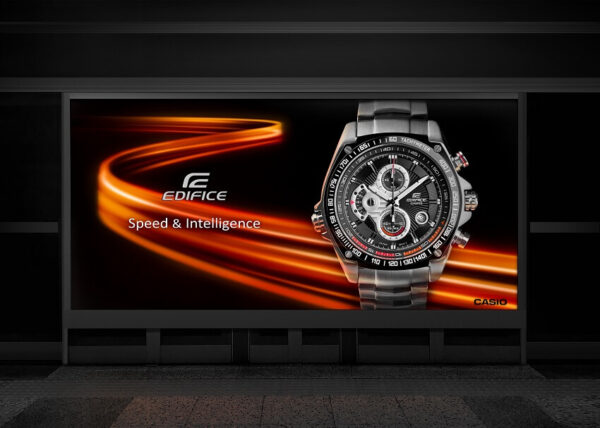 The Casio Edifice Watch takes center stage on a billboard