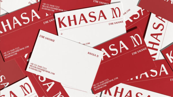 KASHA M brand presentation with business cards showcasing the fusion of elegance and innovation.