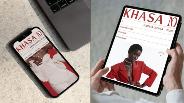 Mobile and tablet screens displaying the dynamic brand presentation of KASHA M.