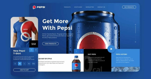 Anton Suprunenko's project - presenting Pepsi Brand Identity UI/UX design, a masterpiece in creative art direction