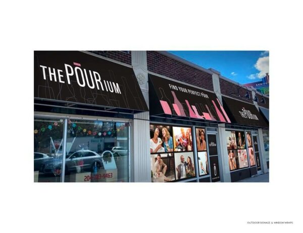 The Pourium Rebranding - Outdoor Signage & Window Wraps: Transformative visuals for brand elevation