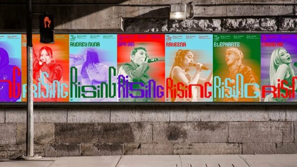 Outside advertising boards displaying the 88rising Rebrand in a vibrant and dynamic layout.