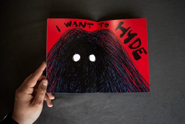 Artistic cover of Kat Kopecka's Jekyll & Hyde project featuring the phrase "I want to hide"