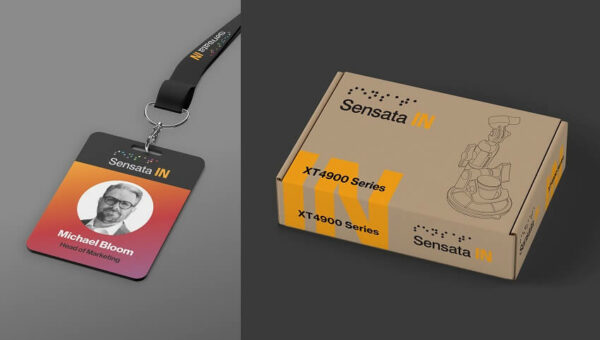Range of products featuring the Sensata brand identity.