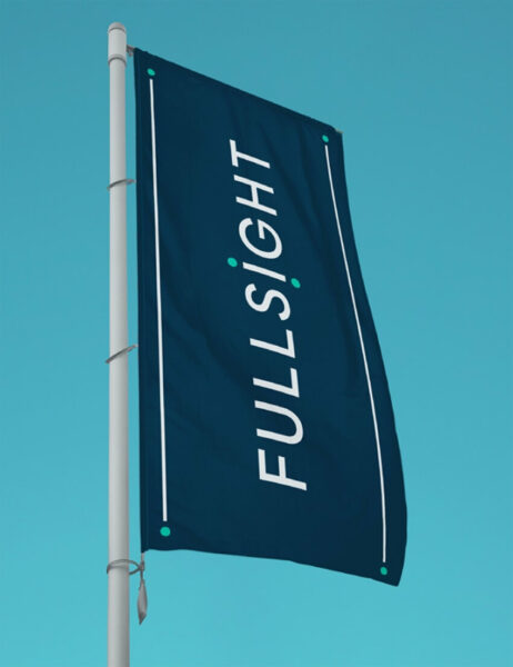 Maria Cypher’s Fullsight branding featured on a flag flying on a pole