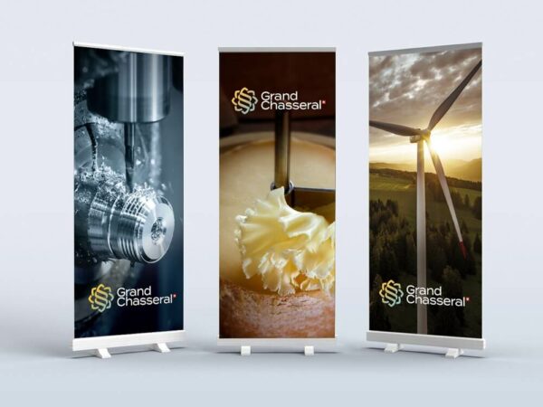 Grand Chasseral branding on standing posters and banners