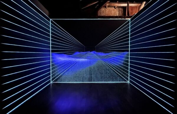 The “Datum Line” installation on display at the 2023 Biennial exhibition TIME SPACE EXISTENCE in Venice.