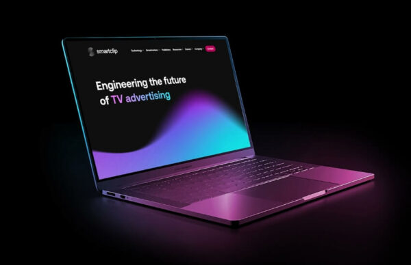 Laptop screen displaying smartclip’s redesigned website homepage