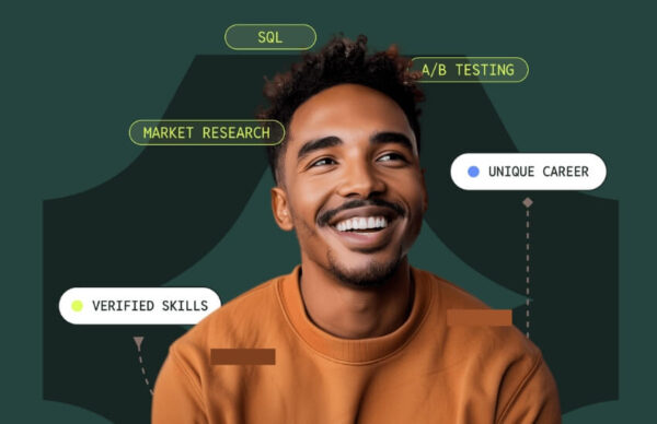 AstrumU interface showing a man with verified and quality skills