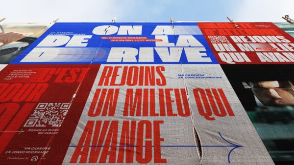 Ma carrière en concessionnaire bold typography campaign visual