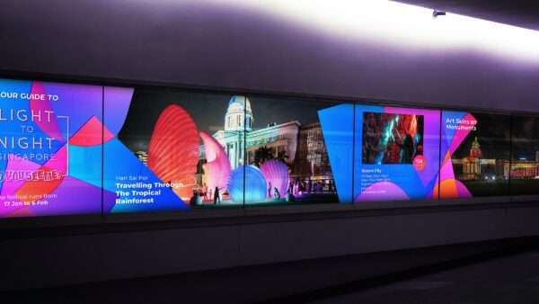 Light to Night Singapore billboard campaign with bold typography