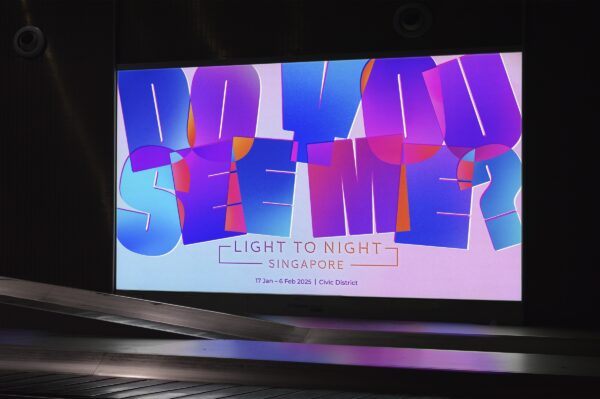 Light to Night Singapore branding with layered typography and gradients