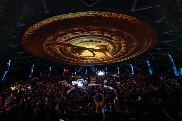 Motion graphics showing Muay Thai history in Rajadamnern Immersive Muay Thai