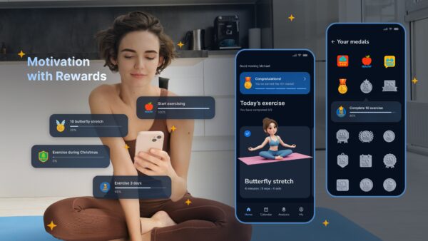 Alia app interface displaying exercise analytics and progress tracking