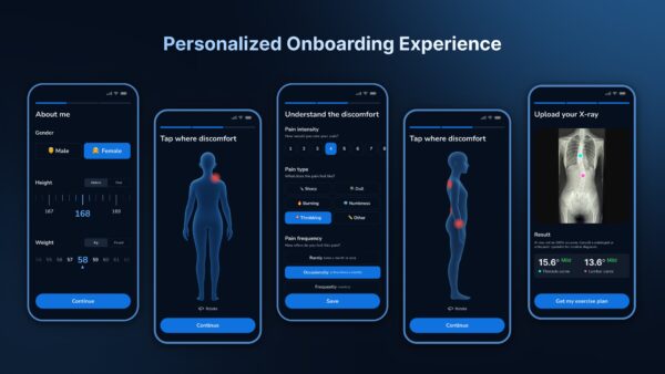 Mobile screens showcasing personalized exercise plans in Alia