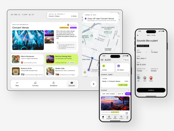 CoMove user interface with rider matching system