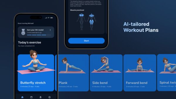 User performing scoliosis exercises with Alia virtual therapist