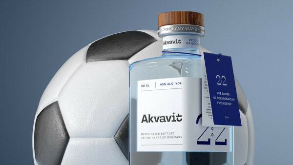 Main presentation image featuring 2:2 Akvavit with a football ball in the background.