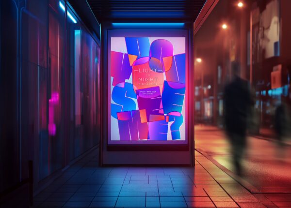 Overlapping typography and silhouette design Light to Night Singapore